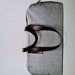 EVERLANE TWILL WEEKENDER GRAY/BROWN BAG